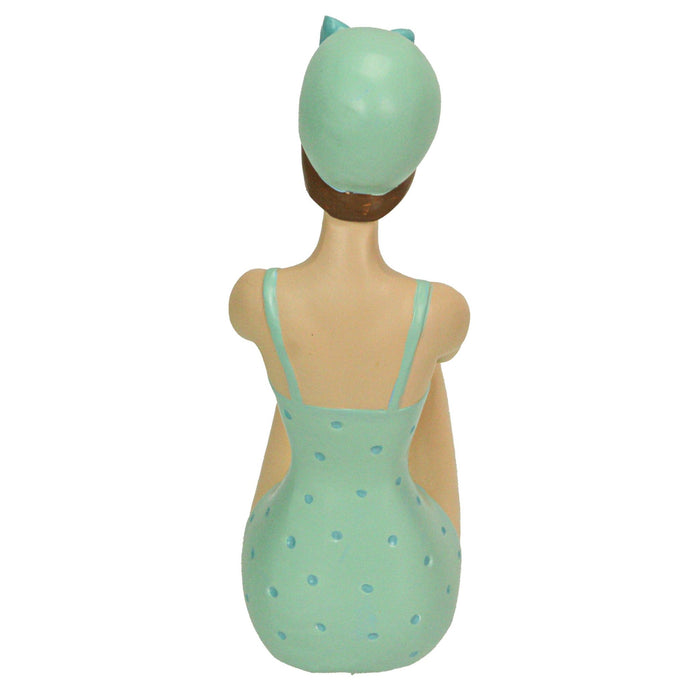 Retro Bathing Beauty Beach Girl Green Polka Dot Swimsuit Resin Figurine Home Decor Image 4