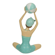 Retro Bathing Beauty Beach Girl With Ball Sage Green Polka Dot Swimsuit Figurine Image 4