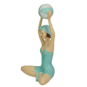 Retro Bathing Beauty Beach Girl With Ball Sage Green Polka Dot Swimsuit Figurine Image 3