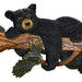 Rustic Bear on Branch Wood Wall Sculpture, 31 x 14.75 Inch Intarsia Bear Art with Glossy Brown and Black Finish, Handcrafted