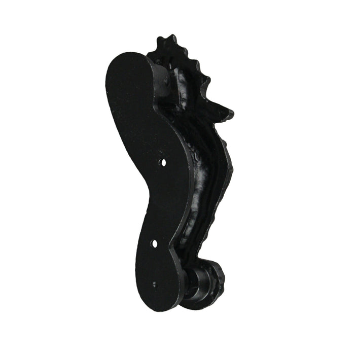Rustic Black Enamel Cast Iron Coastal Seahorse Door Knocker Sea Horse Image 3