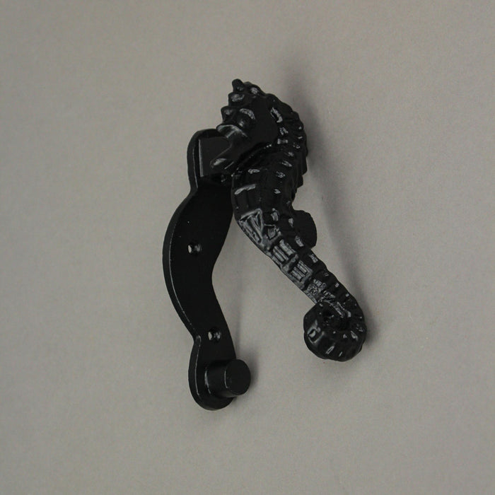Rustic Black Enamel Cast Iron Coastal Seahorse Door Knocker Sea Horse Image 4