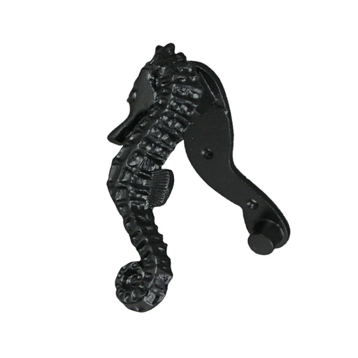 Rustic Black Enamel Cast Iron Coastal Seahorse Door Knocker Sea Horse Image 2