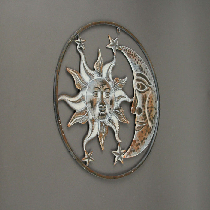 Moon Right - Image 2 - Enchanting Celestial Harmony: Rustic Aged Metal Sun, Moon, and Stars Wall Hanging Decor - Artful
