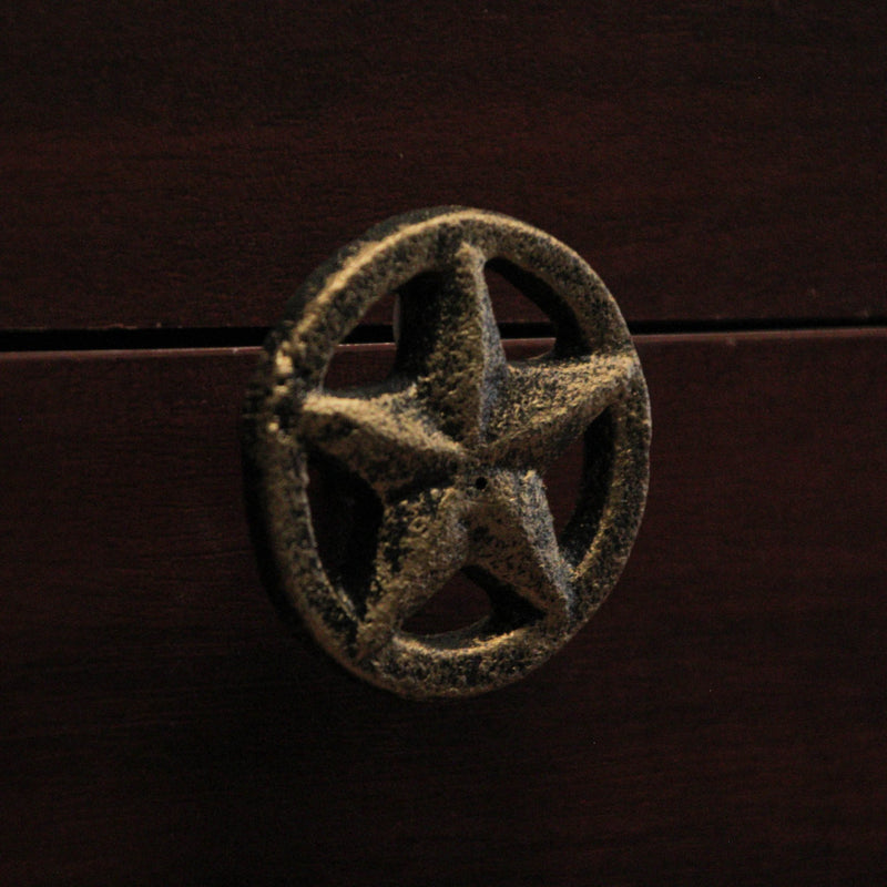 Set of 12 Antique Gold Western Star Cast Iron Cabinet Knobs or Drawer Pulls - 2 Inch Diameter - Easy Install - Enhance Your