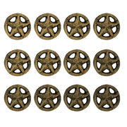 Set of 12 Antique Gold Western Star Cast Iron Cabinet Knobs or Drawer Pulls - 2 Inch Diameter - Easy Install - Enhance Your