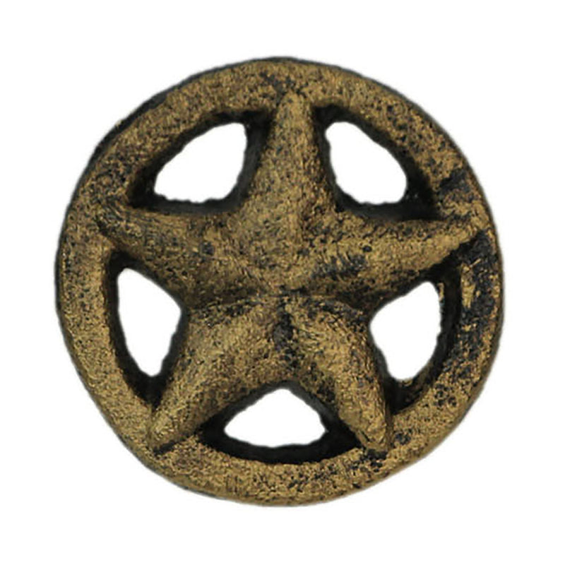 Set of 12 Antique Gold Western Star Cast Iron Cabinet Knobs or Drawer Pulls - 2 Inch Diameter - Easy Install - Enhance Your