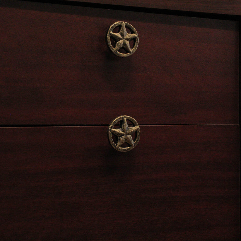 Set of 12 Antique Gold Western Star Cast Iron Cabinet Knobs or Drawer Pulls - 2 Inch Diameter - Easy Install - Enhance Your