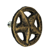 Set of 12 Antique Gold Western Star Cast Iron Cabinet Knobs or Drawer Pulls - 2 Inch Diameter - Easy Install - Enhance Your