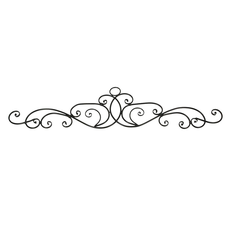 Pair of Antique Bronze Finish Metal Wall Décor Art Scrolls - Elegant Hanging Door or Window Pediments - Rustic Decorative