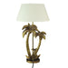 Set of 2 Antique Gold Finish Palm Tree Resin Table Lamps - Nightstand Lights, 25.5 Inches High, Adding Coastal Charm to Your