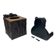 Set of 2 Bear Tissue Box Cover and Toilet Paper Holder – Rustic Black Bear Bathroom Accessories, Durable Resin, Hardware