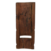 Set of 2 Brown Wood Natural Tiki Mask Wall Hangings-Abstract Design 12 Inches High Image 4