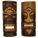 Set of 2 Brown Wood Natural Tiki Mask Wall Hangings-Abstract Design 12 Inches High Image 1