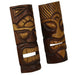 Set of 2 Brown Wood Natural Tiki Mask Wall Hangings-Abstract Design 12 Inches High Image 2