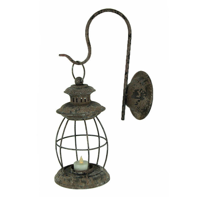 Black - Image 2 - Set of 2 Distressed Black Wall-Mounted Lanterns - Vintage Globe Cage Design - Holds Tea Lights, Votive, or