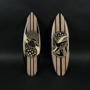 20 Inch - Image 5 - Set of 2 Hand-Carved Wooden Surfboard Wall Hangings Featuring Tribal Whale and Sea Turtle Designs -