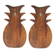Set of 2 Hand Carved Wooden Pineapple Hanging Wall Art Sculptures Home Decor Image 3