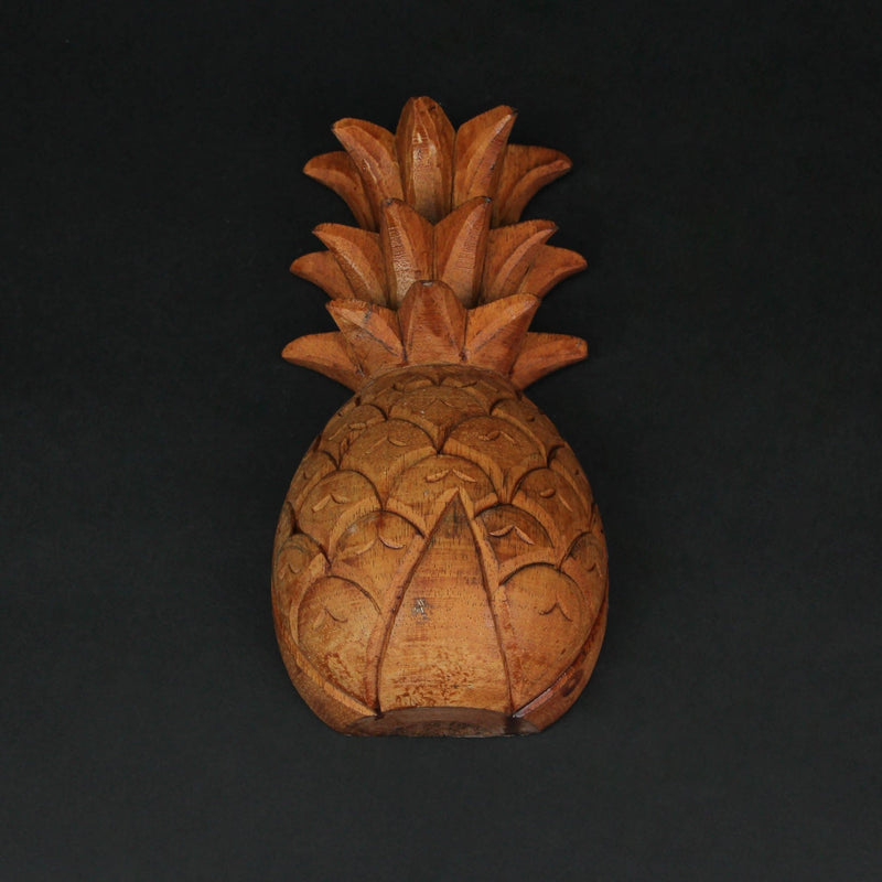 Set of 2 Hand Carved Wooden Pineapple Hanging Wall Art Sculptures Home Decor Image 5