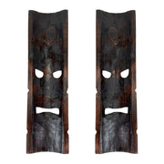Set of 2 Hand Crafted Wooden 20 Inch Tiki Wall Masks Palm Tree and Plumeria Flower Designs Tropical Décor Image 10