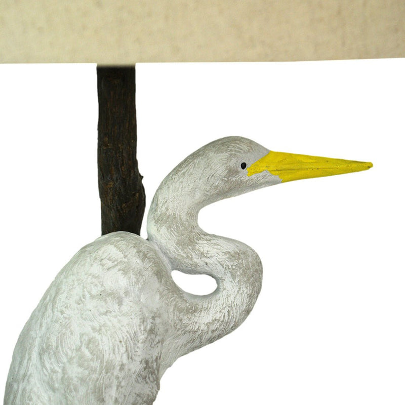 Set of 2 Handpainted Great White Heron Resin Table Lamps - 30.5 Inches High – Colorful Coastal Charm for Your Tropical