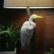 Set of 2 Handpainted Great White Heron Resin Table Lamps - 30.5 Inches High – Colorful Coastal Charm for Your Tropical