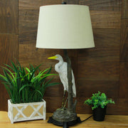 Set of 2 Handpainted Great White Heron Resin Table Lamps - 30.5 Inches High – Colorful Coastal Charm for Your Tropical