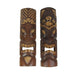 Set of 2 Unique Hand-Carved Wooden Polynesian-Style Tiki Wall Hanging Masks Featuring Sun and Flower Headdress - Artisan
