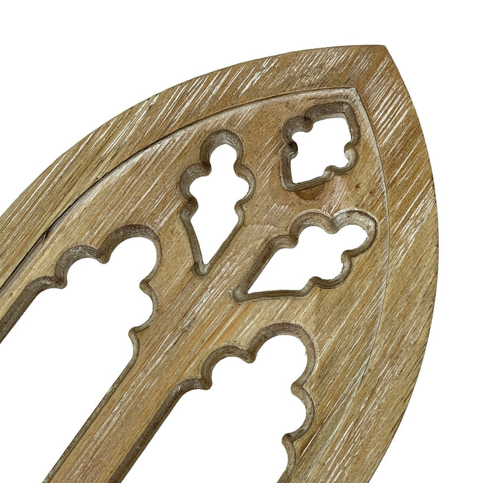 White - Image 3 - Set of 2 Whitewashed Wood Gothic Arch Window Frame Wall Hangings - 15.75 Inch Sculptural Home Decor,