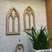 White - Image 4 - Set of 2 Whitewashed Wood Gothic Arch Window Frame Wall Hangings - 15.75 Inch Sculptural Home Decor,