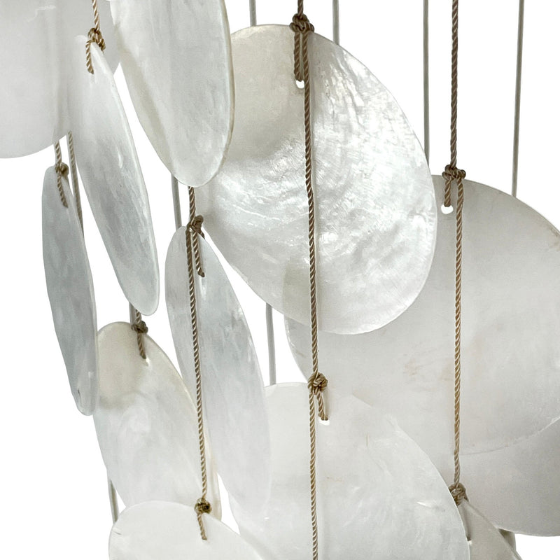 Set of 2 White Capiz Shell Wind Chimes – Elegant 29-Inch Hanging Coastal Décor for Patio, Garden, Porch or Balcony, Soothing