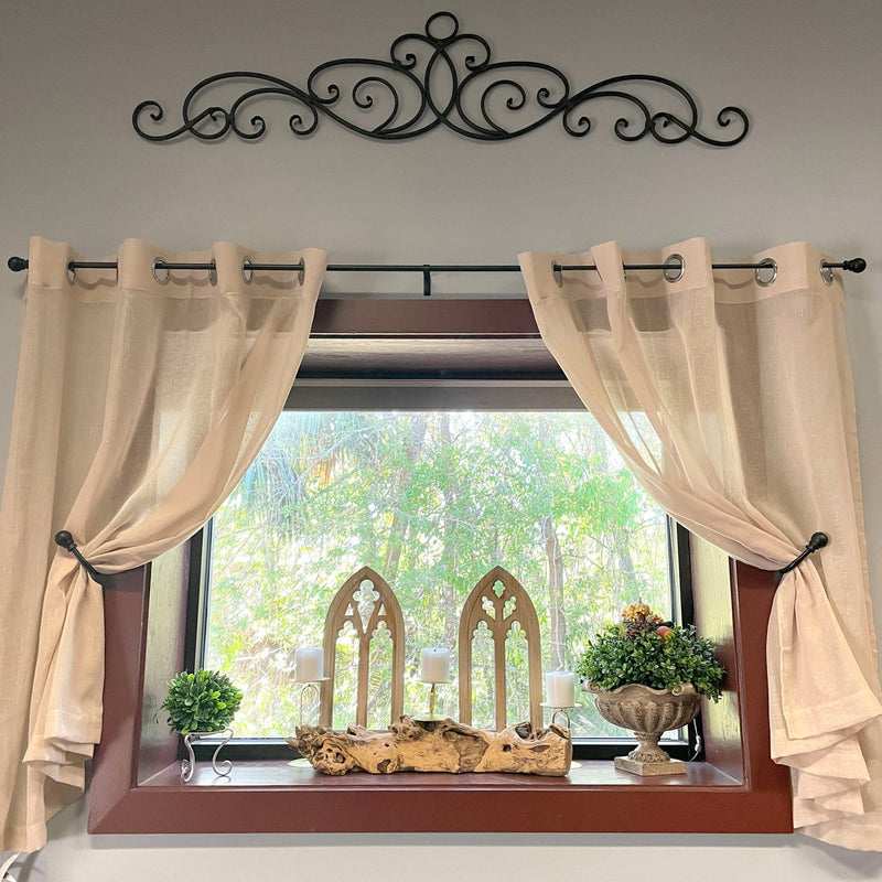 Set of 2 Whitewashed Wood Gothic Arch Window Frame Wall Hangings - Sculptural Elegance for Your Home Decor - 15.75 Inches
