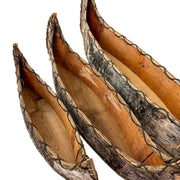Set of 3 Birch Bark Canoe Statues, 36 Inch Rustic Flat Bottom Wooden Canoe Centerpiece Trays, Nesting Natural Bark Brown