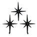 Set of 3 Cast Iron Atomic Starburst Wall Hooks – Mid-Century Modern Design, Black Finish, 9" High, 7.25" Long, Durable and