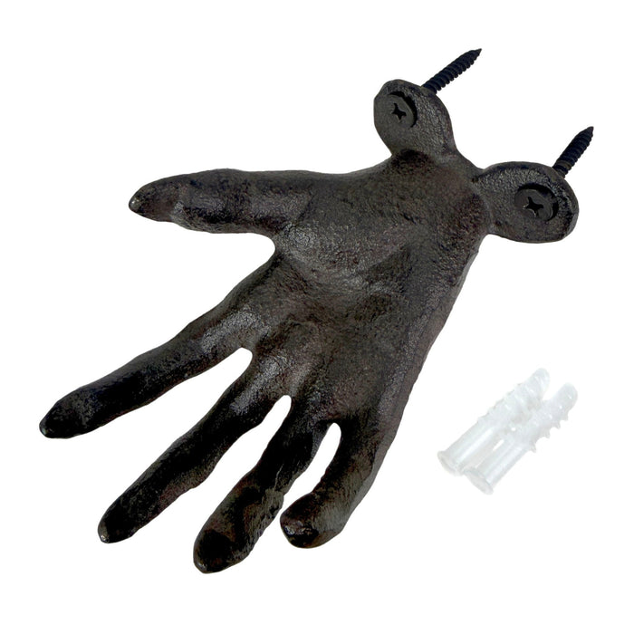 Black - Image 10 - Set of 3 Cast Iron Creepy Hand Decorative Wall Hooks, Antique Black Distressed Gothic Decor for Light