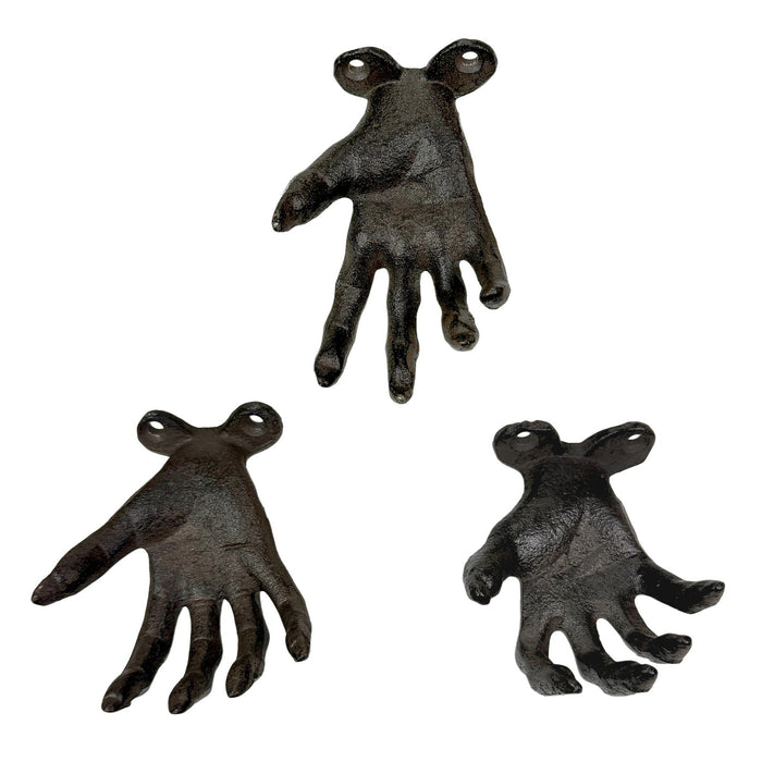 Black - Image 1 - Set of 3 Cast Iron Creepy Hand Decorative Wall Hooks, Antique Black Distressed Gothic Decor for Light