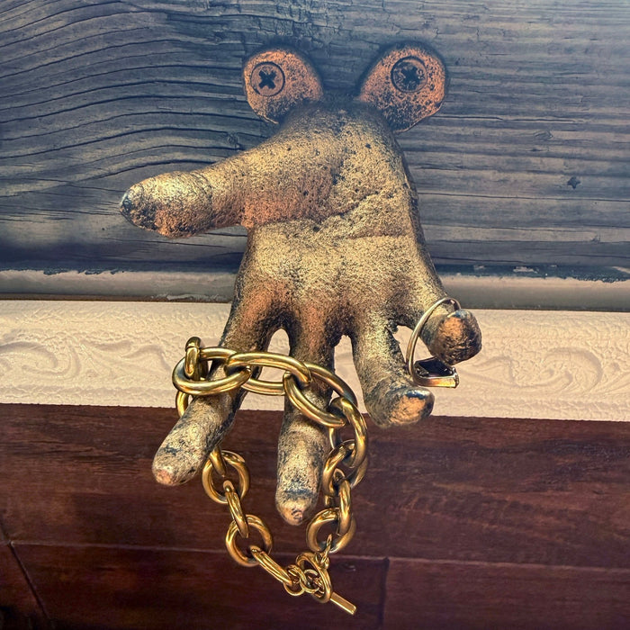 Gold - Image 8 - Set of 3 Cast Iron Creepy Hand Wall Hooks, Antique Gold Distressed Finish Gothic Wall Mounted Decor, 2.25 x