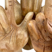 Set of 3 Hand-Carved Wooden 8 inch Hand Sculptures – Peace, Love You, Hang Loose Signs – Eco-Friendly Albesia Wood Decor –
