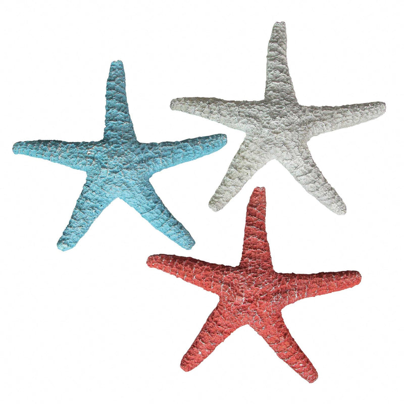 Set of 3 Resin Starfish Wall Hanging Sculptures Coastal Home Decor Beach Art Image 1