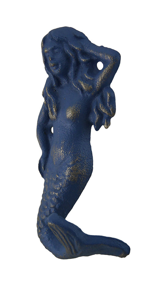Set of 4 Blue Distressed Cast Iron Mermaids Decorative Wall Hook Set Image 2
