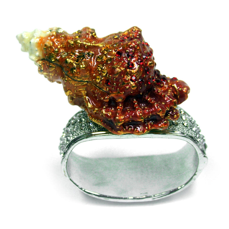 Set of 4 Rhinestone Encrusted Metal Conch Shell Napkin Rings Image 2