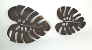 Set of 4 Rustic Metal Tropical Monstera Leaf Sculptured Wall Sculptures - Hanging Southern Farmhouse Decor 16, 24 Inches -
