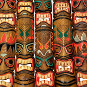 Zeckos Set of 5 Double Tiki Mask Hand Carved 40 Inch Wall Decor - Perfect Patio Decor, Unique Wall Art, and Artisan Made