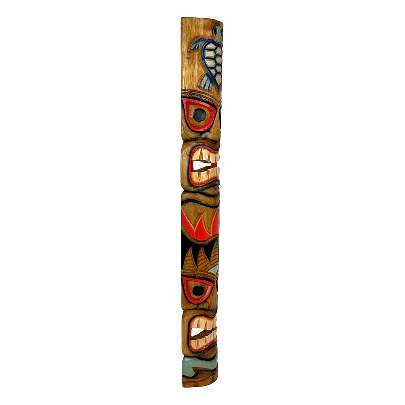 Zeckos Set of 5 Double Tiki Mask Hand Carved 40 Inch Wall Decor - Perfect Patio Decor, Unique Wall Art, and Artisan Made