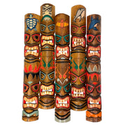 Zeckos Set of 5 Double Tiki Mask Hand Carved 40 Inch Wall Decor - Perfect Patio Decor, Unique Wall Art, and Artisan Made