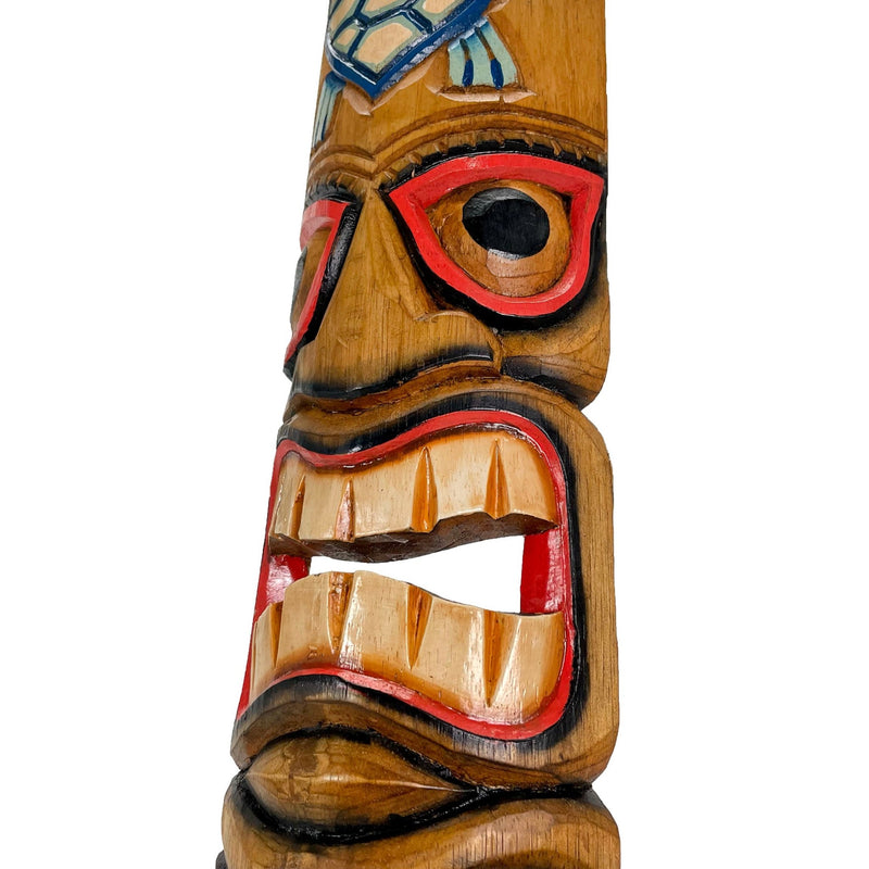 Zeckos Set of 5 Double Tiki Mask Hand Carved 40 Inch Wall Decor - Perfect Patio Decor, Unique Wall Art, and Artisan Made