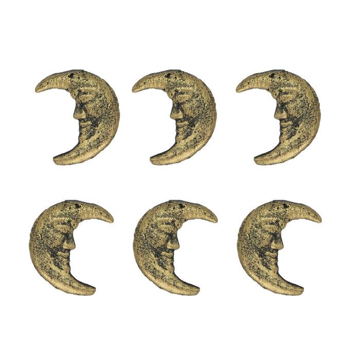 Gold - Image 1 - Set of 6 Gold Finish Cast Iron Crescent Moon Face Drawer Pulls - Decorative Cabinet Knobs for Celestial