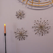 Set of 6 Gold Finish Teardrop Crystal Jeweled Rhinestone Starburst Metal Wall Hangings Art Decorative Mid-Century Modern Home