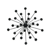 Set of 6 Jeweled 3D Black Bursting Star Metal Wall Sculptures - Mid Century Modern Décor Accents with a Touch of Elegance and