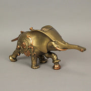 Set of Three Steampunk Sculptures: Mechanical Elephant, Gorilla, and Giraffe – Hand-Painted Bronze Resin, Blending Animal